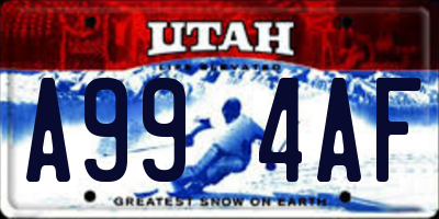 UT license plate A994AF