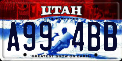 UT license plate A994BB