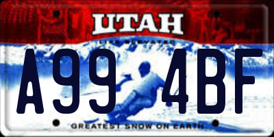 UT license plate A994BF