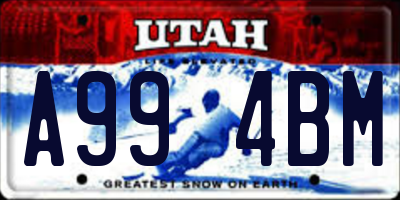 UT license plate A994BM