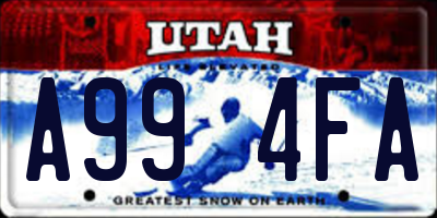 UT license plate A994FA