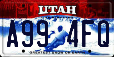UT license plate A994FQ