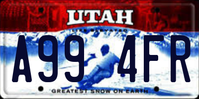 UT license plate A994FR