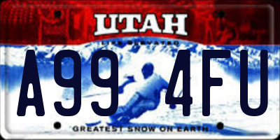 UT license plate A994FU