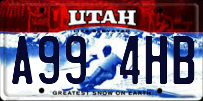 UT license plate A994HB