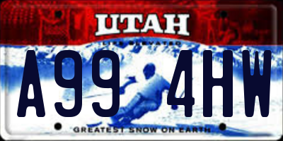 UT license plate A994HW