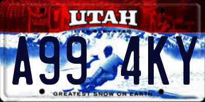 UT license plate A994KY