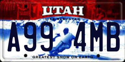 UT license plate A994MB