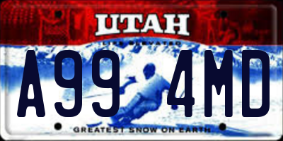 UT license plate A994MD