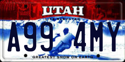 UT license plate A994MY