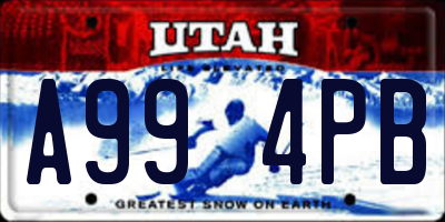 UT license plate A994PB