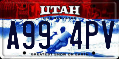 UT license plate A994PV