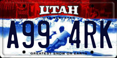 UT license plate A994RK