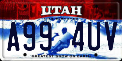 UT license plate A994UV