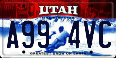 UT license plate A994VC