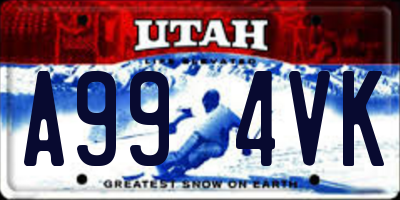 UT license plate A994VK