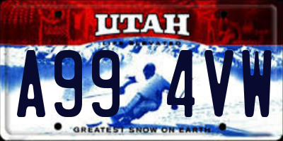 UT license plate A994VW