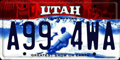UT license plate A994WA