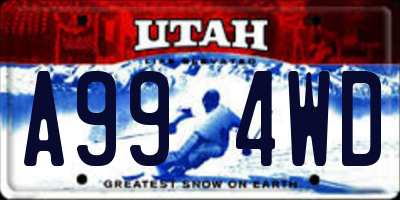 UT license plate A994WD