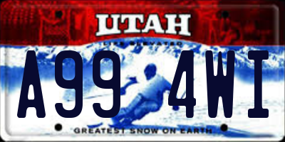 UT license plate A994WI