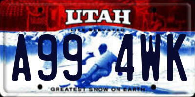 UT license plate A994WK
