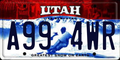 UT license plate A994WR