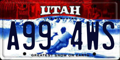 UT license plate A994WS
