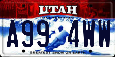 UT license plate A994WW