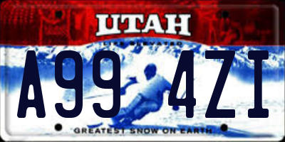 UT license plate A994ZI