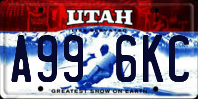 UT license plate A996KC