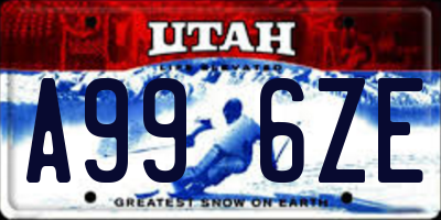 UT license plate A996ZE