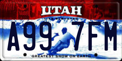 UT license plate A997FM