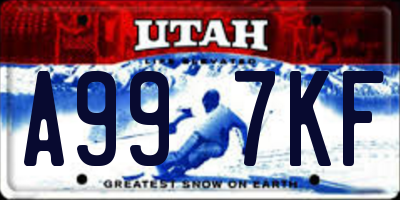 UT license plate A997KF