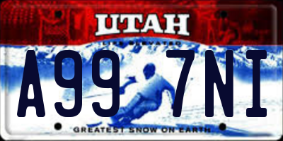 UT license plate A997NI