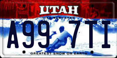 UT license plate A997TI