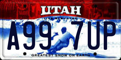 UT license plate A997UP