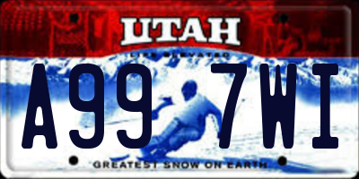 UT license plate A997WI