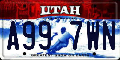 UT license plate A997WN