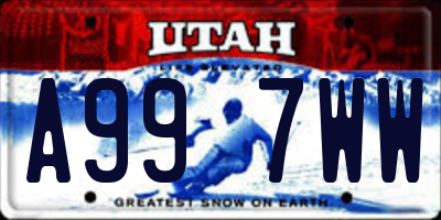 UT license plate A997WW