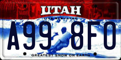 UT license plate A998FO