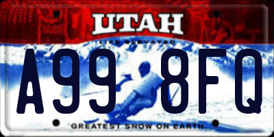 UT license plate A998FQ