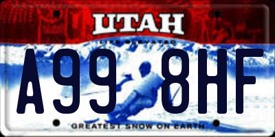 UT license plate A998HF