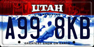 UT license plate A998KB