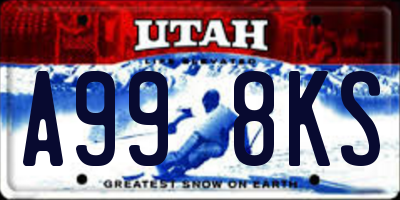UT license plate A998KS