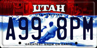 UT license plate A998PM