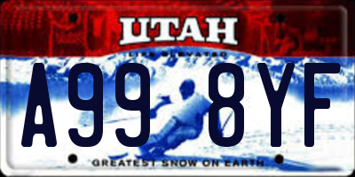 UT license plate A998YF