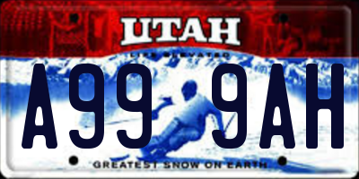 UT license plate A999AH