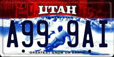 UT license plate A999AI