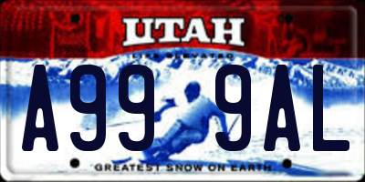 UT license plate A999AL