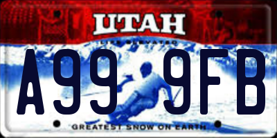 UT license plate A999FB